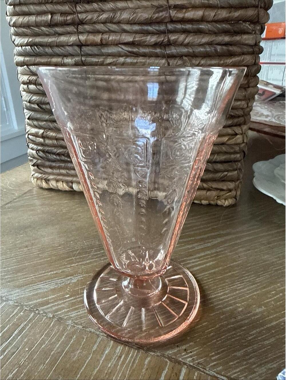Depression Glass Footed Iced Tea Princess Pattern Anchor Hocking 1930s